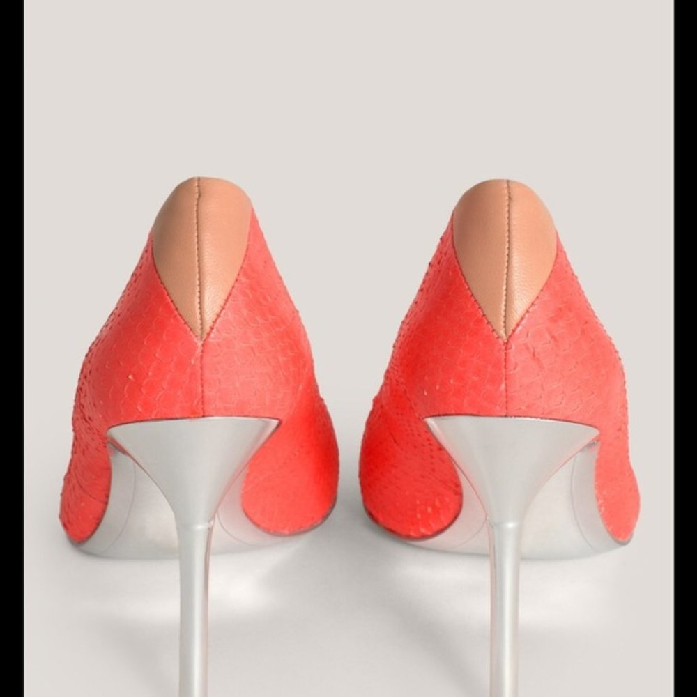 Sam Edelman "Reagan" Snakeskin Pumps Coral Peach